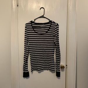 Striped long sleeve shirt, black/gray